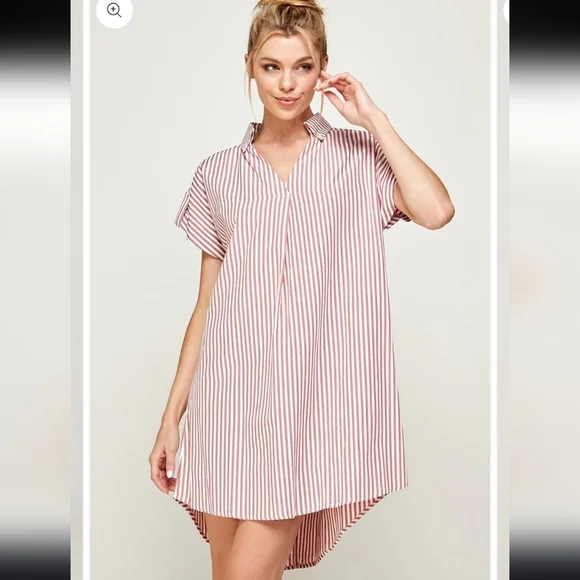 Solution Striped Collar Mini Dress Sz Small - Picture 2 of 10